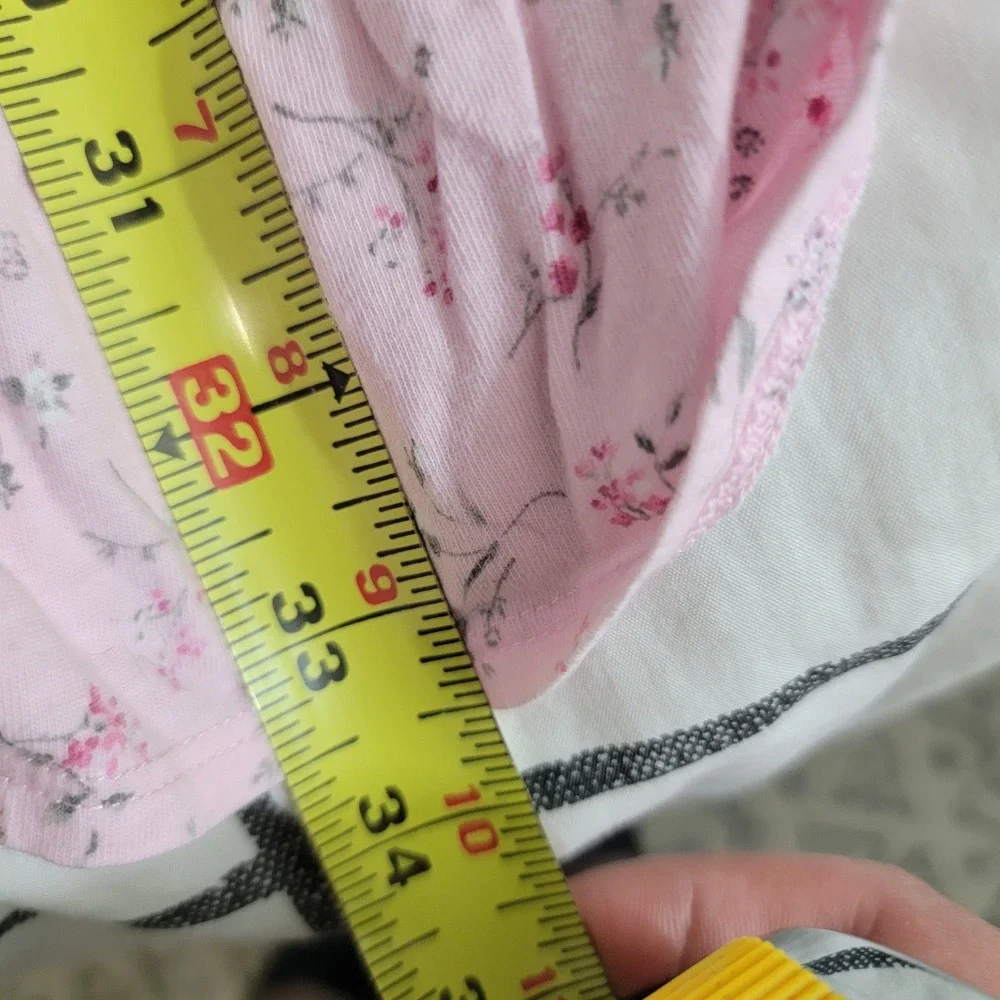 Eileen West Jersey Knit Long Sleeve Short Pink Floral Cotton Nightgown sz L EUC‎